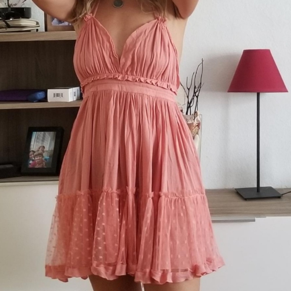 🆕 Dusty Coral~Boho Halter Mini Dress - Picture 4 of 6